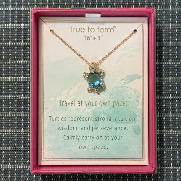 NEW | True to Form | Hand Cut Blue Stone Turtle Necklace - Picture 1 of 2